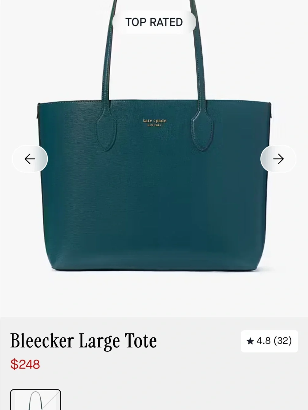 kate spade Teal Tote with Bright Blue Zip Pouch